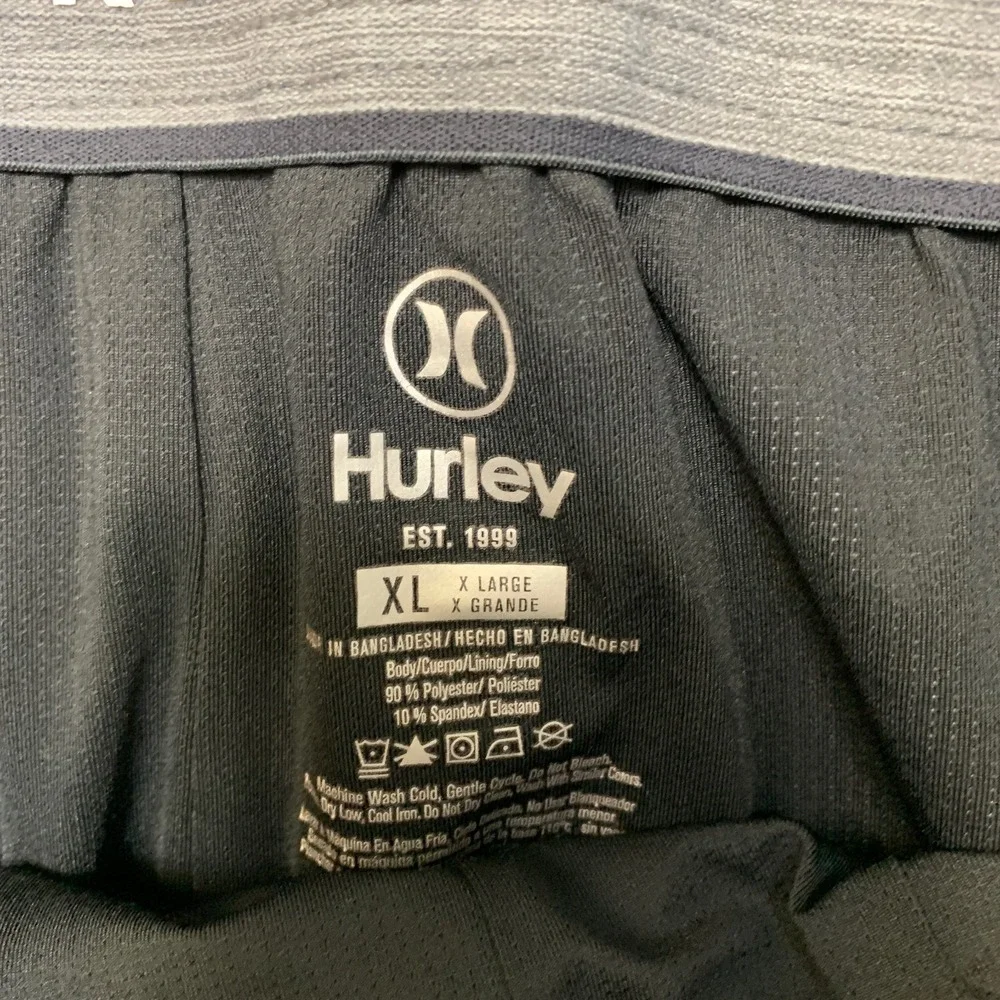 Hurley Board Shorts Men XL Gray Floral Comfort Stretch Drawstring Waist Swimwear